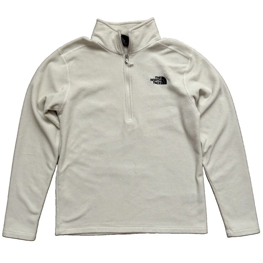 The North Face 100 Glaciers Pullover Sweatshirt Mens M Cream Long Sleeve 1/4 Zip